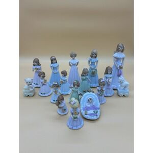 Enesco Growing Up Girls Figurine Lot Partial Set w/‎ Baby Bear & Lamb READ Desc.